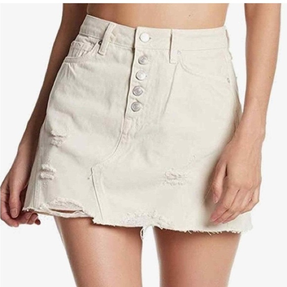 We The Free Off-White Denim Skirt 27 - Picture 1 of 6